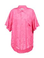 Balenciaga - Floral-jacquard Satin Shirt - Womens - Pink