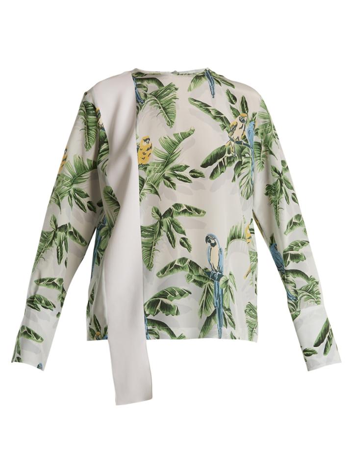 Stella Mccartney Parrot-print Silk Crepe De Chine Top