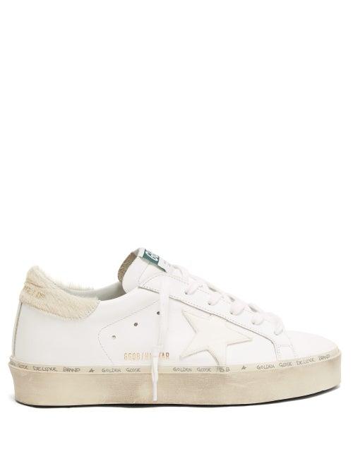 Matchesfashion.com Golden Goose - Hi Star Calf Hair Trimmed Leather Trainers - Womens - White