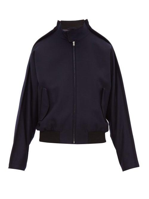 Matchesfashion.com Maison Margiela - Raised Seam High Neck Wool Bomber Jacket - Mens - Navy