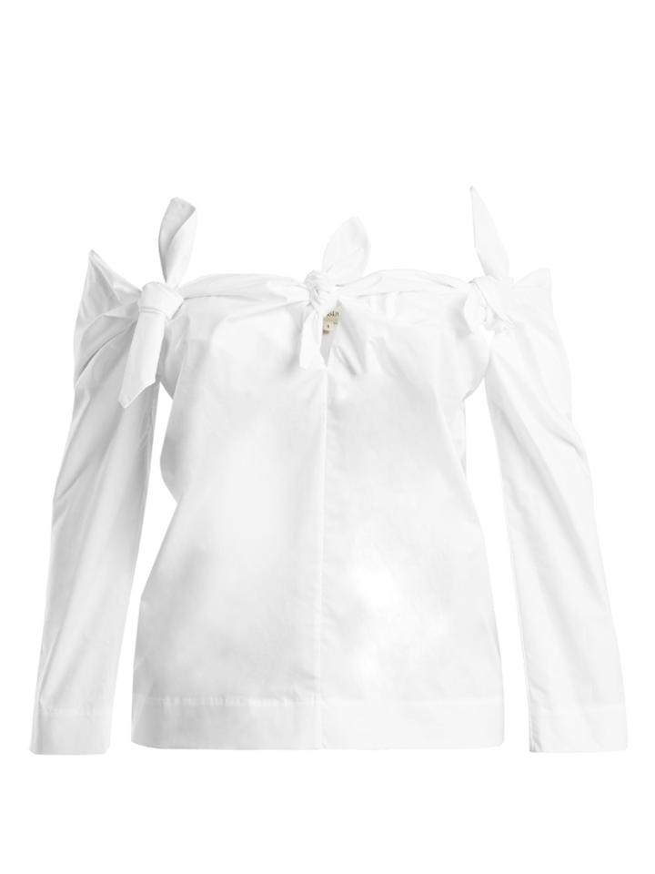 Isa Arfen Knot-detail Off-the-shoulder Stretch-cotton Top