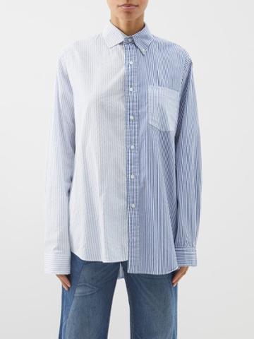 E.l.v. Denim - The Diana Striped-cotton Shirt - Womens - Blue Multi