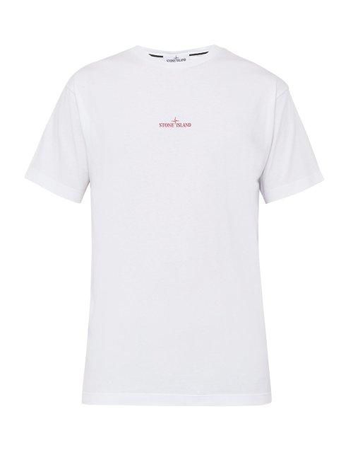 Matchesfashion.com Stone Island - Logo Print Cotton Jersey T Shirt - Mens - White