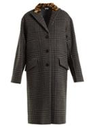 Matchesfashion.com Miu Miu - Single Breasted Wool And Faux Fur Coat - Womens - Grey