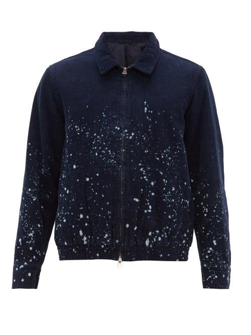 Matchesfashion.com Saturdays Nyc - Harrison Bleach Spray Cotton Corduroy Jacket - Mens - Navy