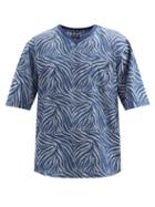 Matchesfashion.com Giorgio Armani - Sharkskin-jacquard Cotton-seersucker T-shirt - Mens - Blue Multi