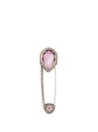 Matchesfashion.com Alexander Mcqueen - Crystal Safety Pin Brooch - Womens - Pink