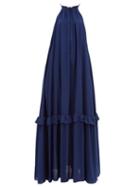 Matchesfashion.com Staud - Ina Tiered Halterneck Muslin Maxi Dress - Womens - Navy