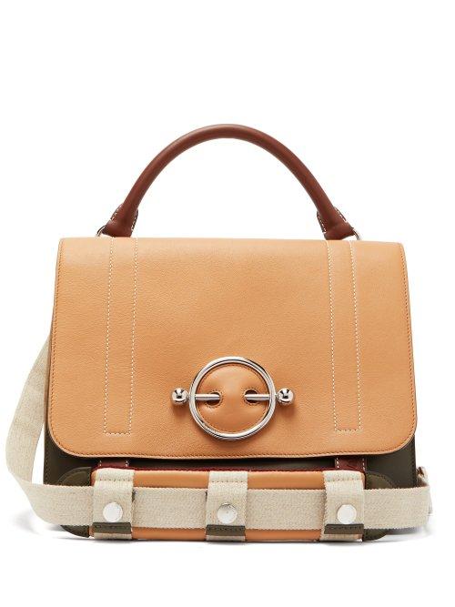 Matchesfashion.com Jw Anderson - Disc Leather Satchel Bag - Womens - Brown Multi