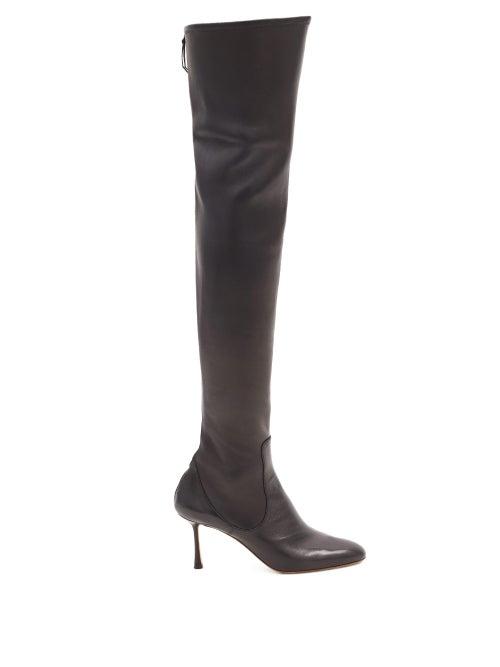 Matchesfashion.com Francesco Russo - Zipped Leather Knee-high Boots - Womens - Black