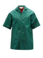 Gucci - Off The Grid Gg-jacquard Nylon Bowling Shirt - Mens - Dark Green Multi