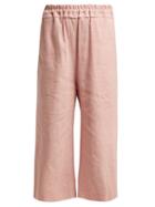 Matchesfashion.com By Walid - Dania Cropped Linen Trousers - Womens - Light Pink
