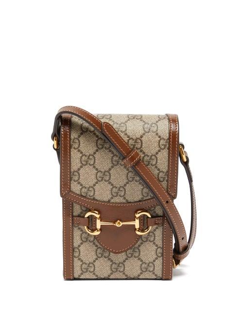 Gucci - Horsebit 1955 Small Gg-canvas And Leather Bag - Womens - Beige Multi