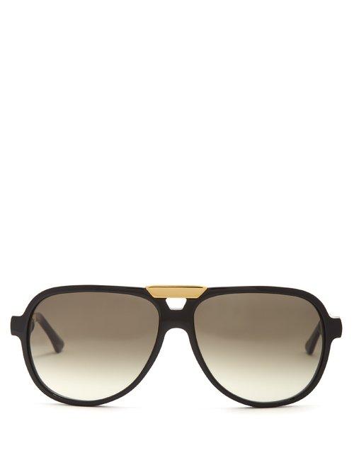 Matchesfashion.com John Dalia - Clint E. Acetate And Yellow Gold Sunglasses - Womens - Black Gold