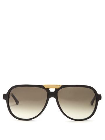 Matchesfashion.com John Dalia - Clint E. Acetate And Yellow Gold Sunglasses - Womens - Black Gold
