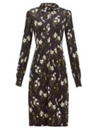 Matchesfashion.com Erdem - Tullio Daffodil-print Jersey Shirt Dress - Womens - Black Print