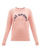 The Upside - Biarritz Logo-intarsia Organic-cotton Sweater - Womens - Light Pink