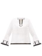 Matchesfashion.com Zeus + Dione - Tangara Embroidered Linen Top - Womens - White