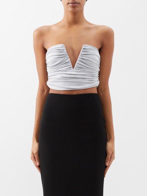 Gauge81 - Sesis Ruched Cropped Top - Womens - Silver