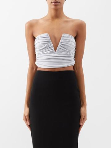 Gauge81 - Sesis Ruched Cropped Top - Womens - Silver