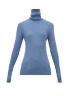 Matchesfashion.com Hillier Bartley - Ribbed Roll-neck Cashmere Sweater - Womens - Blue