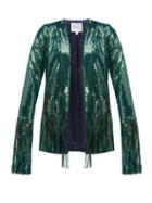 Matchesfashion.com Galvan - Winter Jungle Fringed Sequinned Jacket - Womens - Dark Green