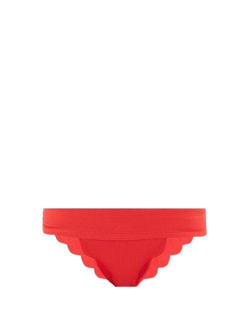 Matchesfashion.com Marysia - Santa Clara Scalloped-edge Bikini Briefs - Womens - Red