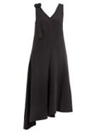 Matchesfashion.com Joseph - Max Buckled Shoulder Silk Asymmetric Midi Dress - Womens - Black