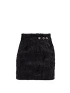 Matchesfashion.com Ludovic De Saint Sernin - Eyelet Shearling Mini Skirt - Womens - Black