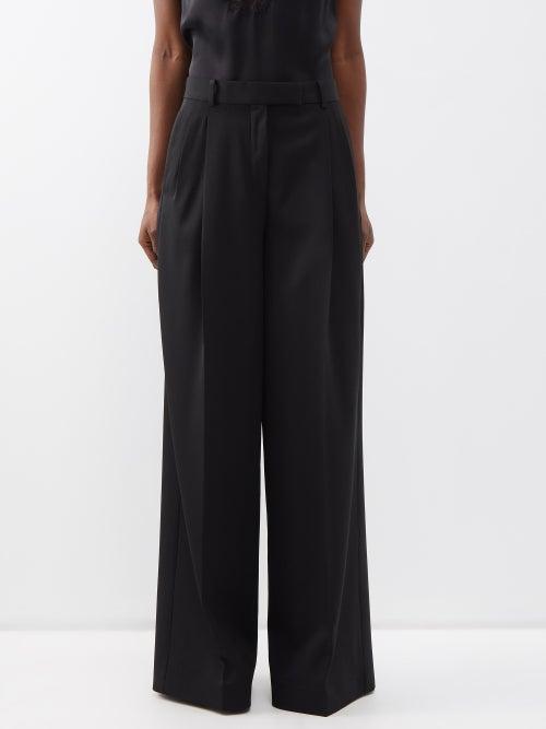Versace - High-waist Wool Wide-leg Trousers - Womens - Black