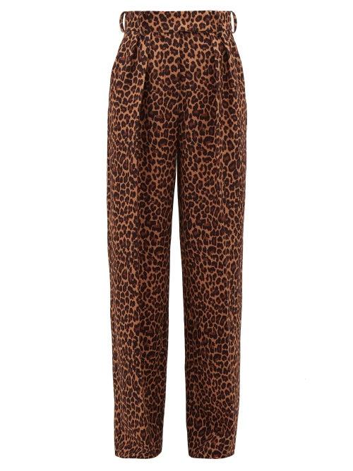Matchesfashion.com Sara Battaglia - Leopard Print Wide Leg Trousers - Womens - Leopard