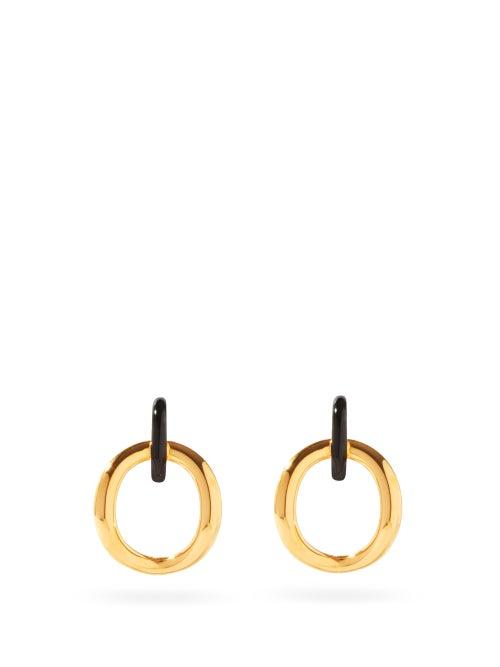Matchesfashion.com Charlotte Chesnais - Inner Naho 18kt Gold-plated Hoop Earrings - Womens - Black Gold