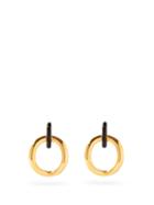 Matchesfashion.com Charlotte Chesnais - Inner Naho 18kt Gold-plated Hoop Earrings - Womens - Black Gold