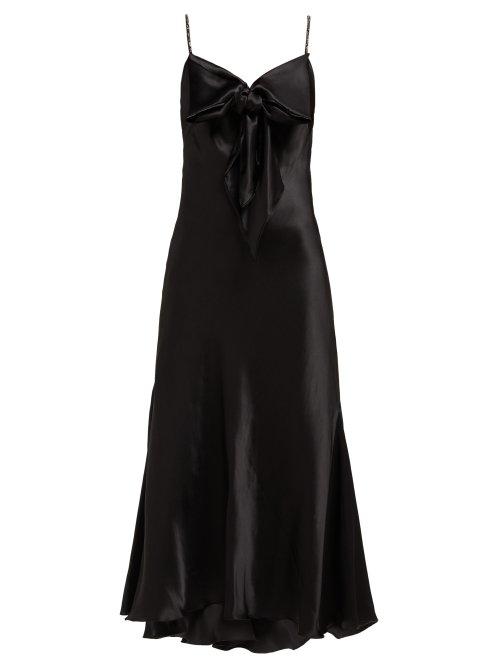 Matchesfashion.com Maria Lucia Hohan - Ziya Bow Embellished Silk Satin Midi Dress - Womens - Black