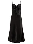Matchesfashion.com Maria Lucia Hohan - Ziya Bow Embellished Silk Satin Midi Dress - Womens - Black