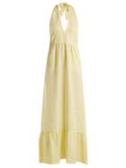 Matchesfashion.com Loup Charmant - Farrah Linen Hatlerneck Dress - Womens - Light Yellow