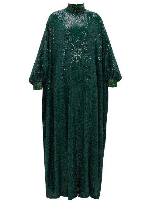 Matchesfashion.com Ashish - Sheela Embellished Sequinned-georgette Tent Dress - Womens - Green