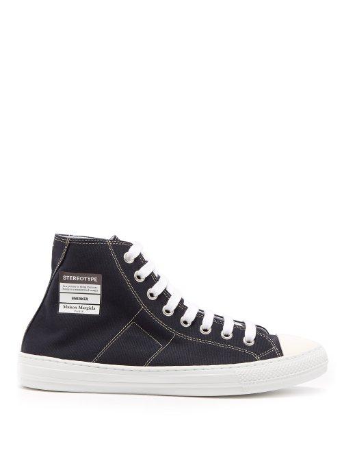 Matchesfashion.com Maison Margiela - Stereotype Canvas High Top Trainers - Mens - Dark Blue