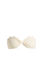 Matchesfashion.com Marysia - Antibes Scallop Edged Bandeau Bikini Top - Womens - Cream