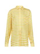 Matchesfashion.com All At Sea - Wave Print Silk Pyjama Shirt - Mens - Yellow
