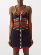 Paco Rabanne - Crochet-cotton Cropped Top - Womens - Dark Navy