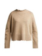 Matchesfashion.com Helmut Lang - Distressed Crew Neck Sweater - Womens - Beige