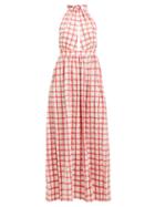 Matchesfashion.com Mara Hoffman - Linny Checked Halterneck Cotton Dress - Womens - White