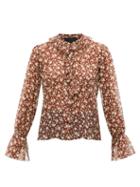 Nili Lotan - Cecily Floral-print Silk-chiffon Blouse - Womens - Orange Print