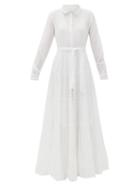 Matchesfashion.com Mes Demoiselles - Calam Belted Cotton-voile Maxi Dress - Womens - White