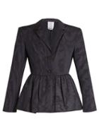 Matchesfashion.com Rosie Assoulin - Peplum Hem Silk And Wool Blend Moire Jacket - Womens - Navy