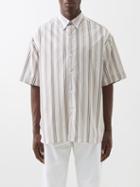 Studio Nicholson - Oversized Striped-cotton Short-sleeve Shirt - Mens - Brown Print