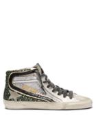 Matchesfashion.com Golden Goose Deluxe Brand - Sequin And Metallic Leather Trainers - Womens - Green Silver