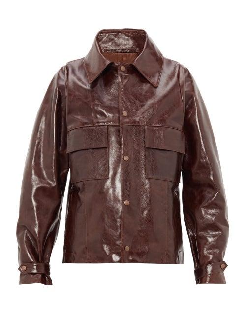 Matchesfashion.com Bianca Saunders - Barlon Leather Biker Jacket - Mens - Brown