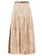 Matchesfashion.com La Prestic Ouiston - Gabrielle Abstract & Leopard Print Silk Midi Skirt - Womens - Leopard